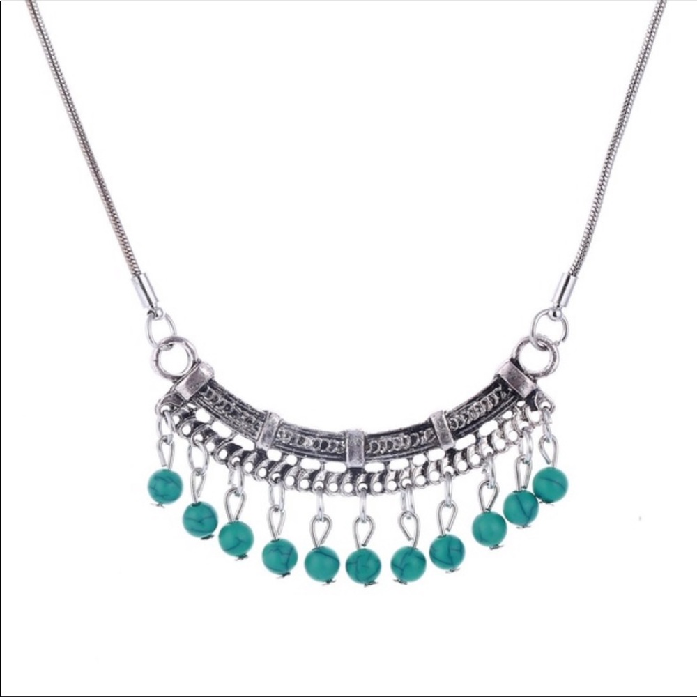 Beaded Turquoise Statement Necklace